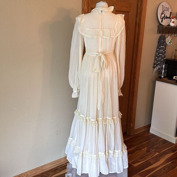 GUNNE SAX BY JESSICA 1970s Vintage Prairie Style Long Sleeve Maxi Dress - Picture 8 of 17